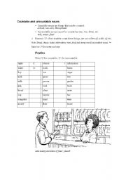 English Worksheet: countable and uncountable nouns