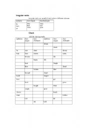 English Worksheet: irregular verbs- both fill in exercise and in chart-4 pages