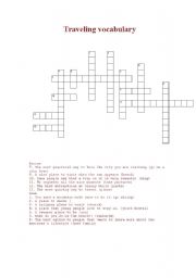 English Worksheet: Traveling crossword