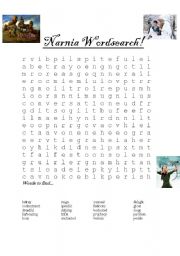 English Worksheet: narnia wordsearch