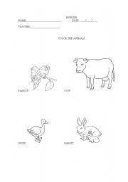 English worksheet: Color the animals