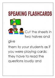 English Worksheet: SPEAKING FLASHCARDS FOR YOUNG STUDENTS