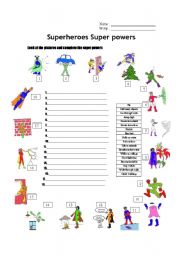 English Worksheet: Superheroes Super Powers