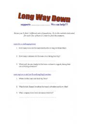 English Worksheet: long way down internet lesson plan