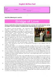 English Worksheet: Test - Bridge of Love