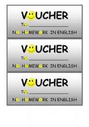 English Worksheet: homework vouchers