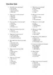English Worksheet: question quiz
