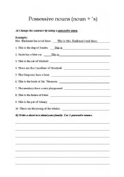 English Worksheet: Possessive nouns