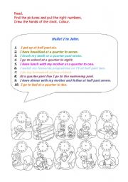 English Worksheet: Daily routines - Time - Actions