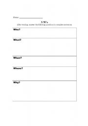 English worksheet: 5 Ws