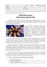 English Worksheet: Teen Summer Camp