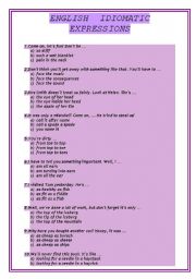 English Worksheet: ENGLISH IDIOMATIC EXPRESSIONS