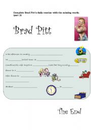 English Worksheet: Brad Pitt�s daily Routine- part 2