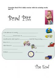 English Worksheet: Brad Pitts daily Routine- part 2