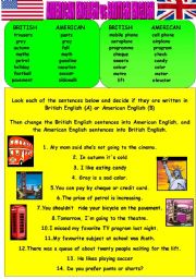 English Worksheet: BRITISH OR AMERICAN ENGLISH?