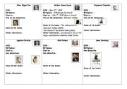 English Worksheet: Mystery writers (group 2)