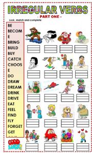 English Worksheet: IRREGULAR VERBS (1/3)