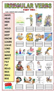 English Worksheet: IRREGULAR VERBS (2 /3)