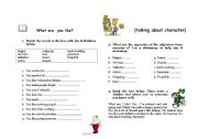 English Worksheet: What are you like? (Talking about character)