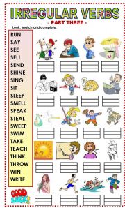 English Worksheet: IRREGULAR VERBS (3/3)