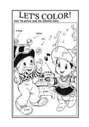 English Worksheet: Lets color!