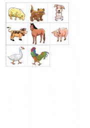 English Worksheet: Memory game- animals