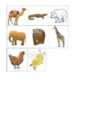 English worksheet: Memory game- animals