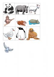 English Worksheet: Memory game- animals