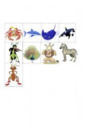 English Worksheet: Memory game- animals