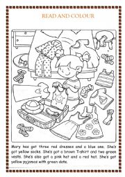 English Worksheet: colour the clothes