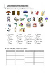 English Worksheet: house and furniture