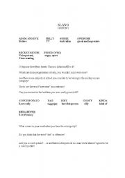 English Worksheet: SLANG (Callan method)