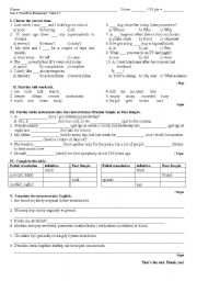 face2face elementary test: units 6-7