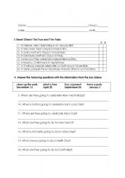 English worksheet: International Holidays