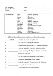 English Worksheet: Question Words (3rd of 3)