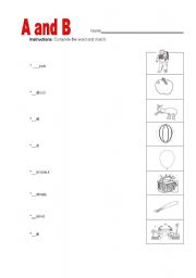 English worksheet: Beginning sounds - A and B 