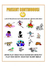 English Worksheet:  Exercise Present Continuous with Pictures!