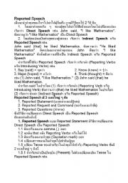 English worksheet: report speech