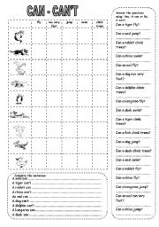 English Worksheet: CAN / CAN´T ANIMALS (2)