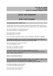 English Worksheet: spot the errors