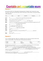 English Worksheet: Countable and Uncountable Nouns