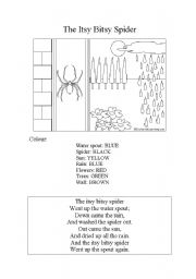 English Worksheet: Itsy bitsy spider