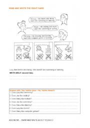 English Worksheet: I LIKE / I DONT LIKE + ACTION