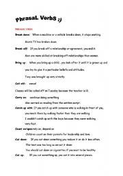 English Worksheet: PHRASAL VERBS