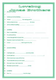 English worksheet: JONAS BROTHERS  -  LOVE BUG