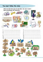 English Worksheet: You must follow the rules - must/mustnt