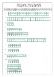 English Worksheet: School subjects