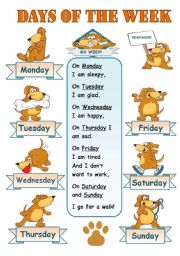 English Worksheet: DAYS OF THE WEEK! - CLASSROOM POSTER FOR KIDS