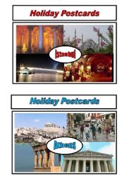 English Worksheet: Holiday Postcards Pair Work Activity 1/5 