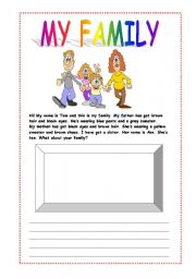 English Worksheet: MY FAMILY